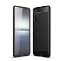 Sony Xperia 10 III Carbon Fibre TPU Case Slim Shockproof Cover Black - Black