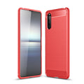 Sony Xperia 10 III Carbon Fibre TPU Case Slim Shockproof Cover Red - Red