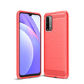 Xiaomi Redmi-9T/Poco-M3 Carbon Fibre TPU Case Slim Shockproof Cover Red - Red