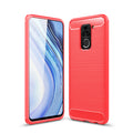 Xiaomi Redmi Note 9 Carbon Fibre TPU Case Slim Shockproof Cover Red - Red