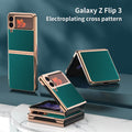 Samsung Galaxy Z Flip3 5G Electroplating Cross Case (Teal) - Teal