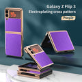 Samsung Galaxy Z Flip3 5G Electroplating Cross Case (Purple) - Purple