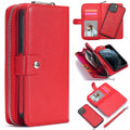 iPhone 13 Pro Case Zipper Wallet (Red) - Red