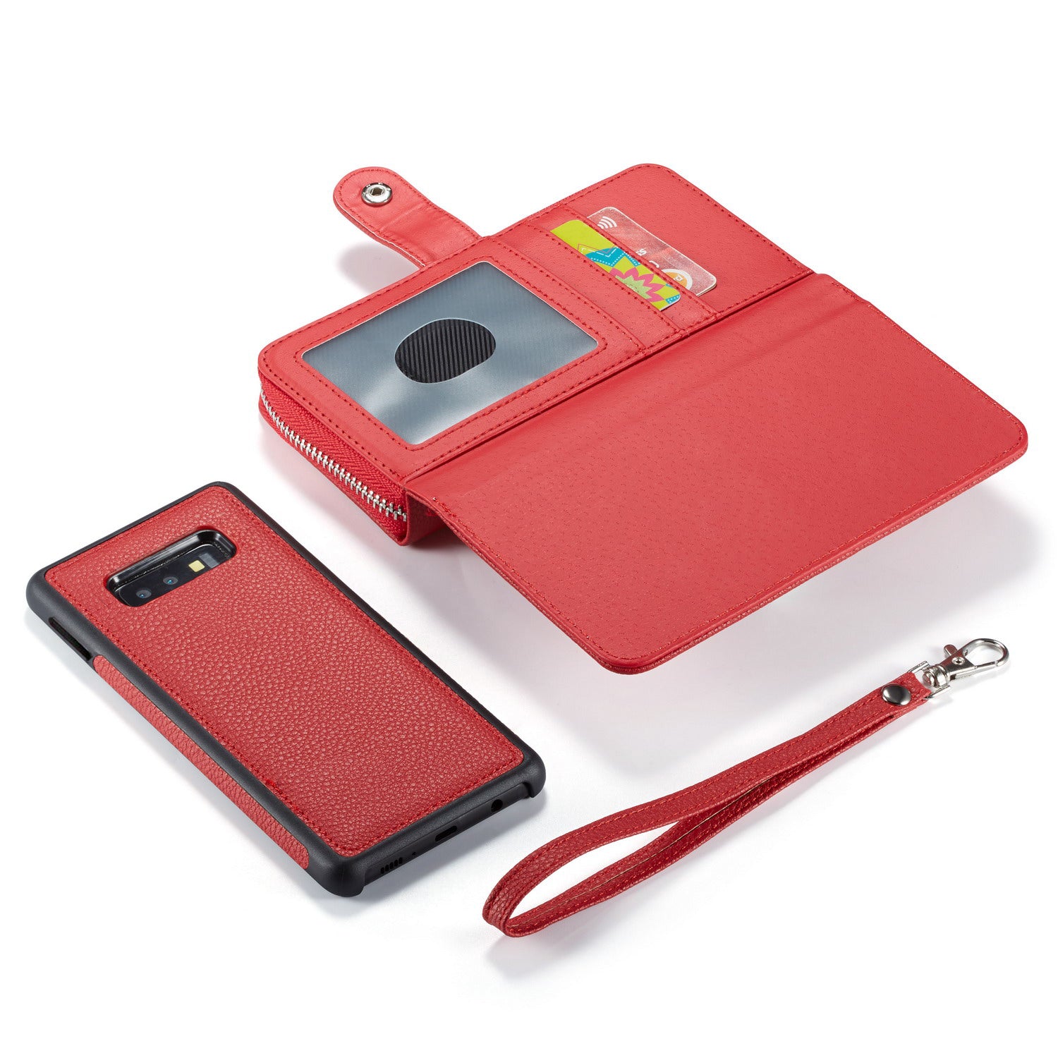 Samsung S10E Case Zipper Wallet (Red)