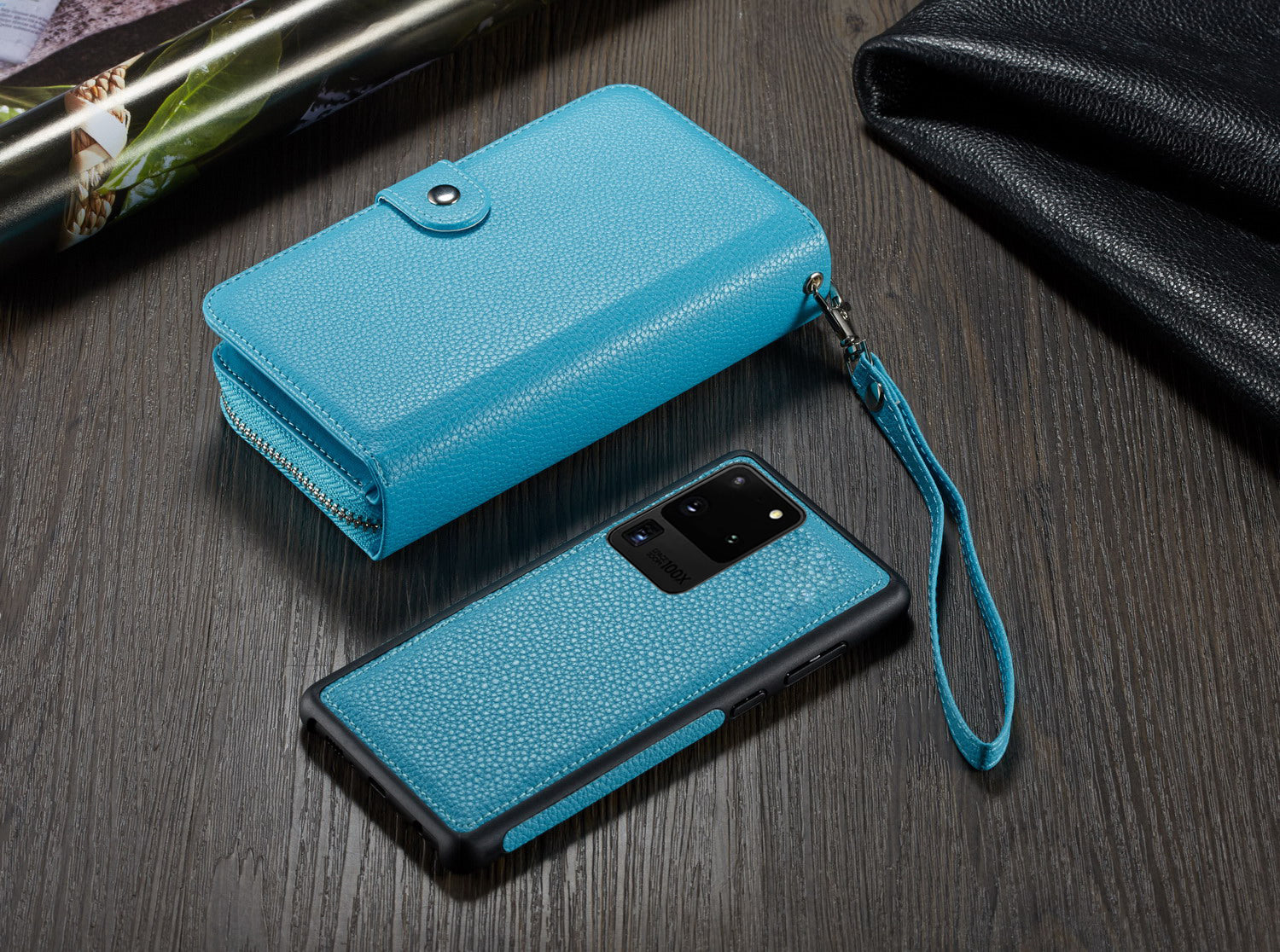 Samsung S20 Ultra Case Zipper Wallet (LightBlue)