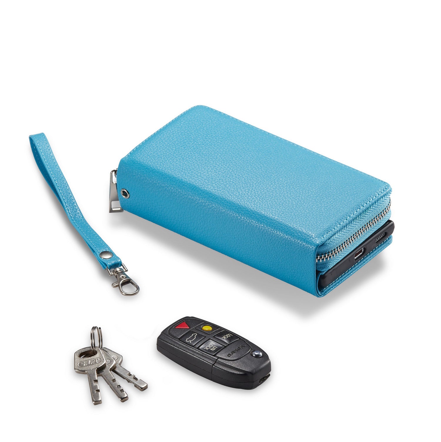 Samsung S21 Plus Case Zipper Wallet (LightBlue)