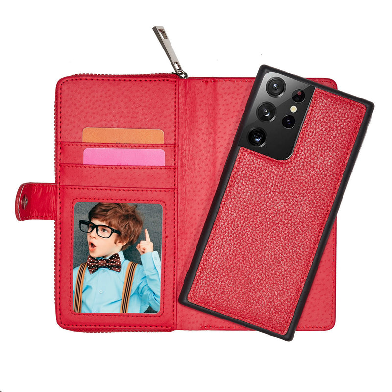 Samsung S21 Ultra Case Zipper Wallet (Red)