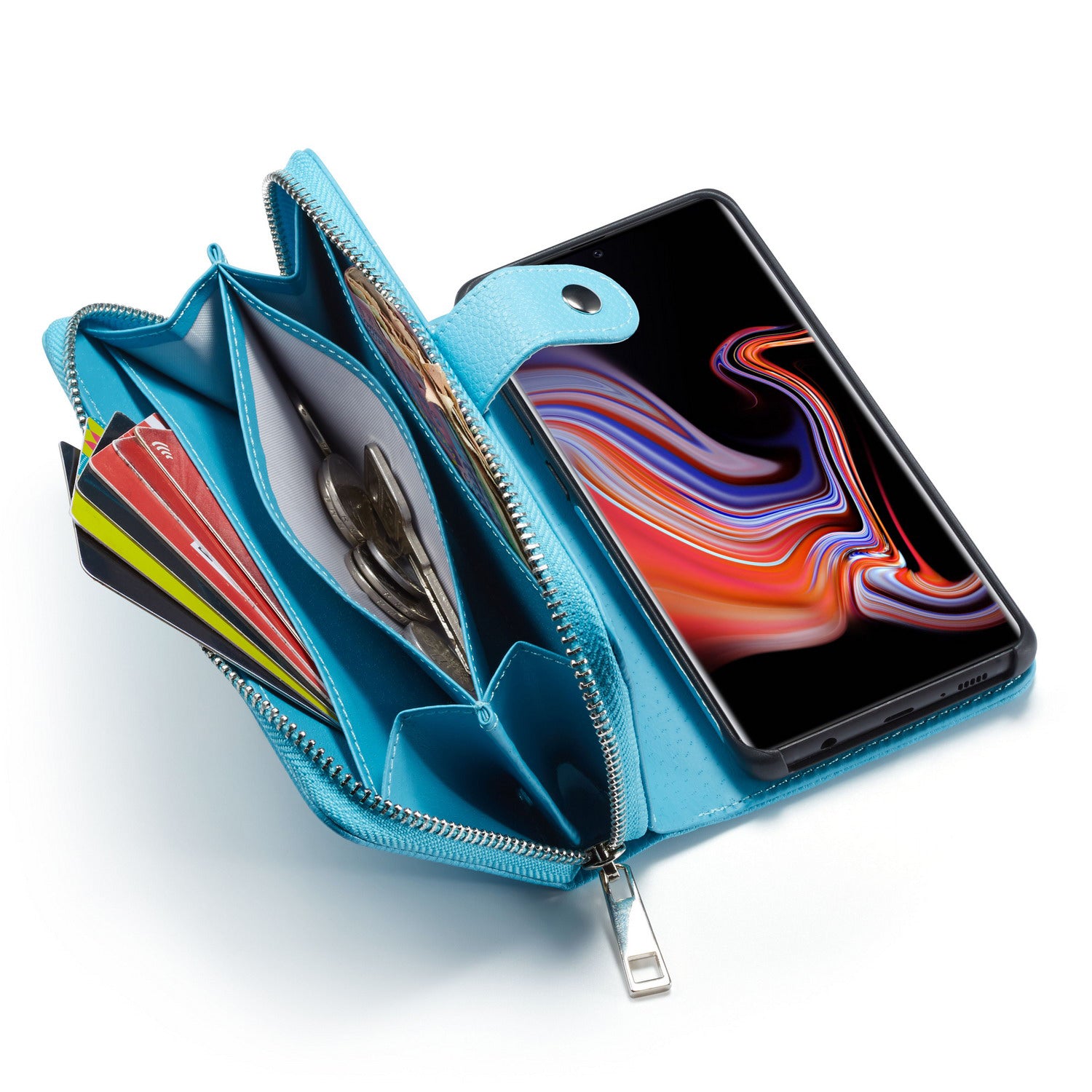 Samsung Note 20 Case Zipper Wallet (LightBlue)