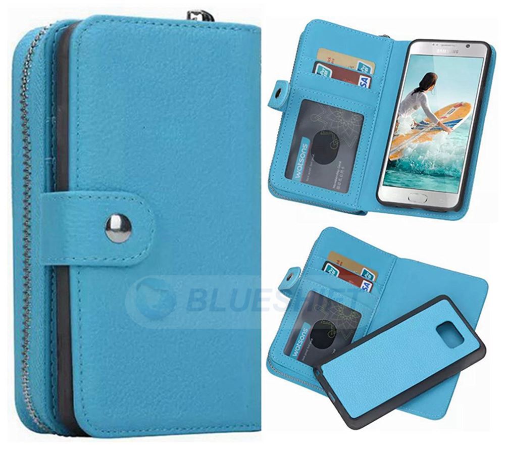 Samsung Note 5 Case Zipper Wallet (LightBlue)