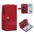 Samsung S6 Edge Case Zipper Wallet (Red) - Red