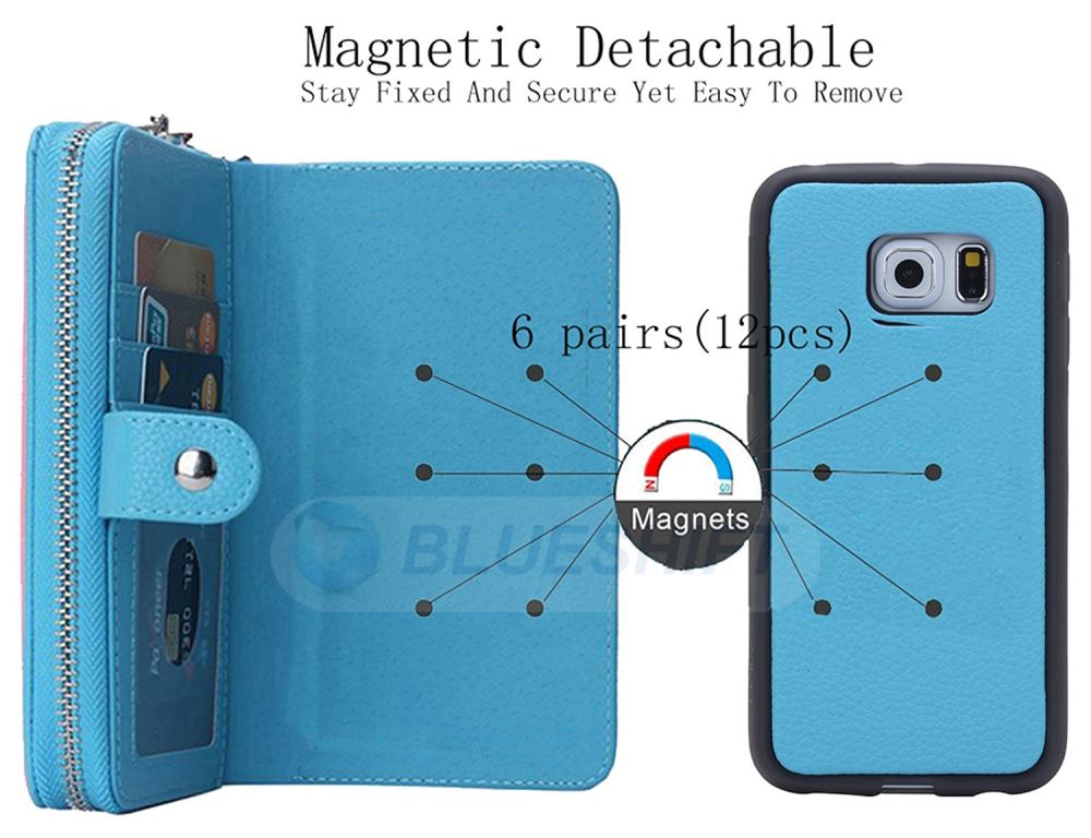 Samsung S6 Edge Plus Case Zipper Wallet (LightBlue)