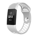 Fitbit Charge 3 Strap Sport Silicone (Silver/White) - Silver/White