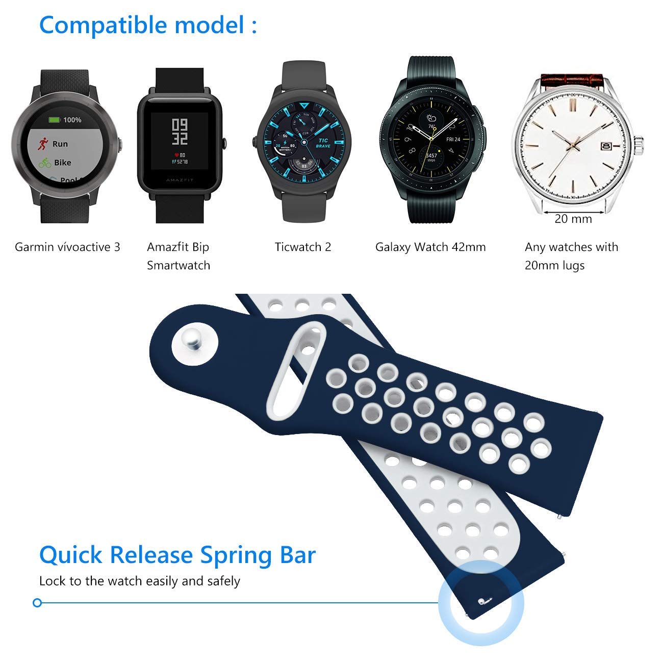 Samsung Galaxy Watch 4 Classic Sport Strap (Navy/White)