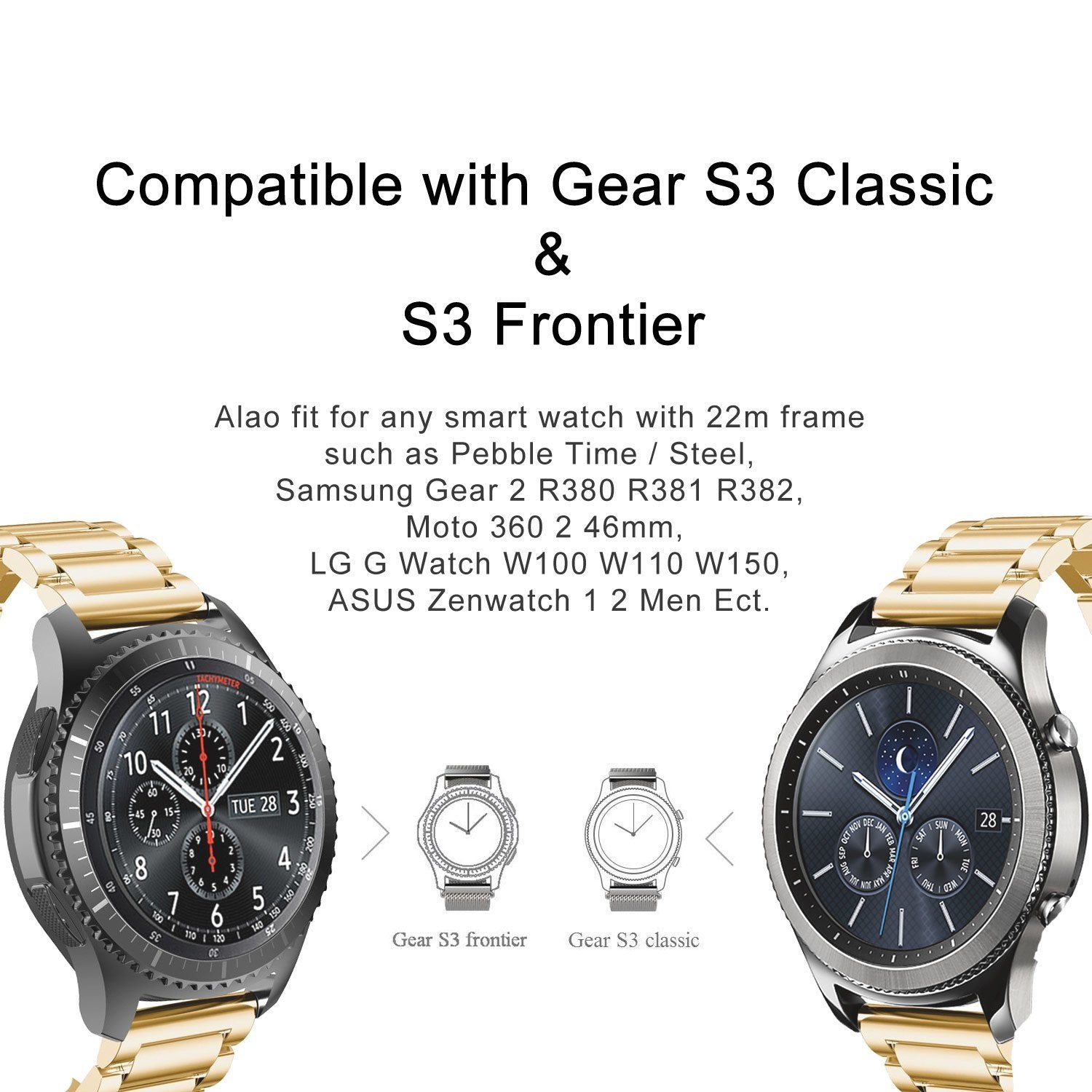 Huawei Watch GT 2 Pro Strap Steel Hocolike (Gold)