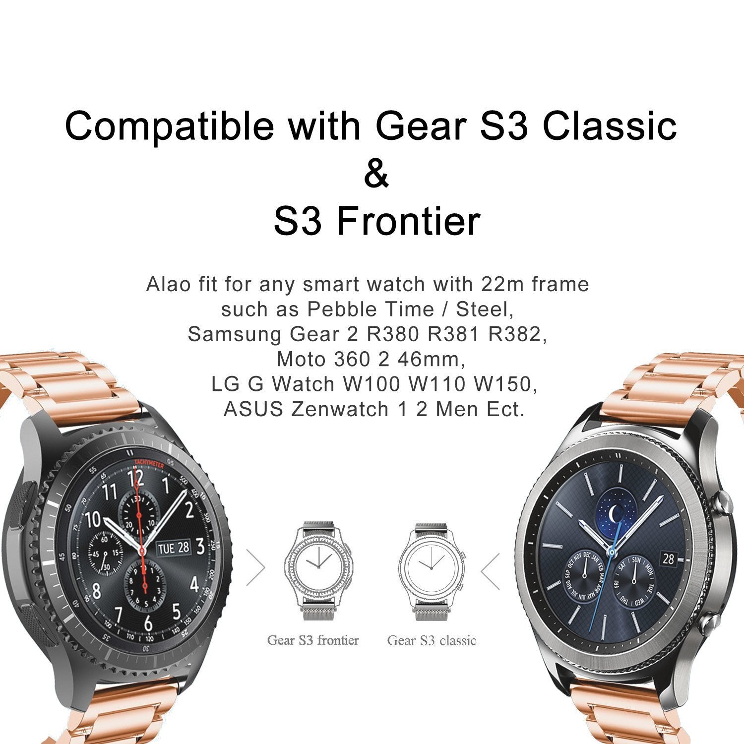 Huawei Watch GT 2 Pro Strap Steel Hocolike (RoseGold)