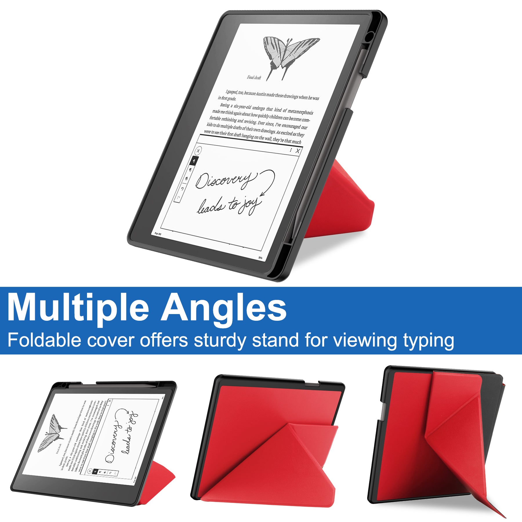 Kindle Scribe Case Origami PU leather Case [Red]