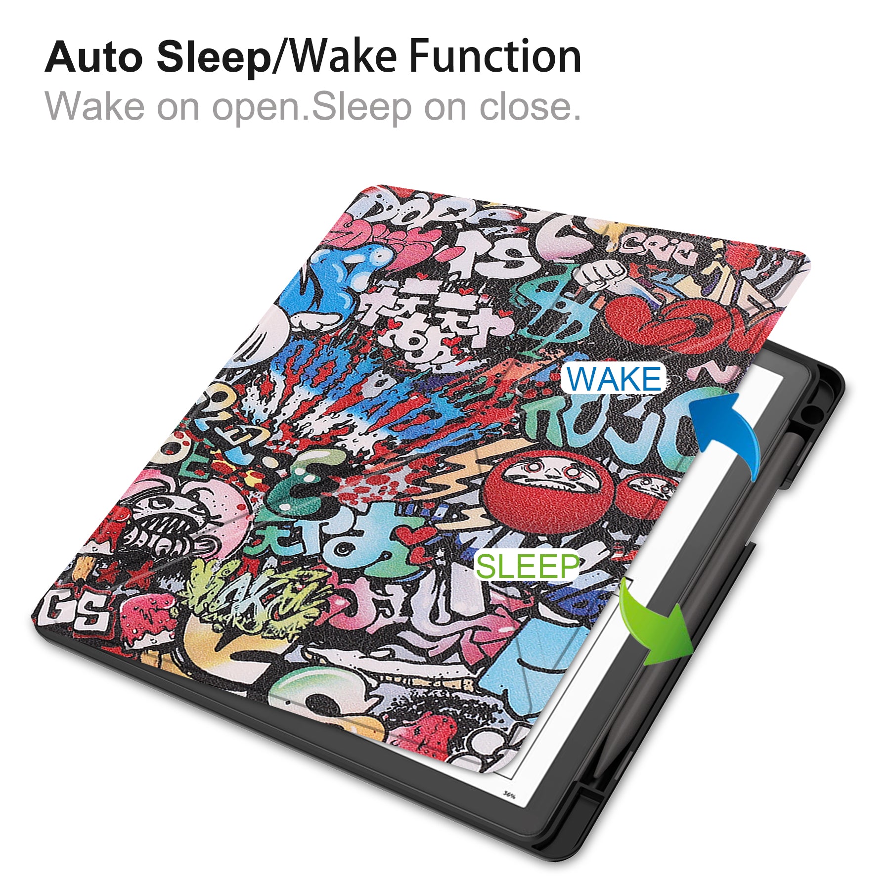 Kindle Scribe Case Designer Origami PU Leather Case [Graffiti]