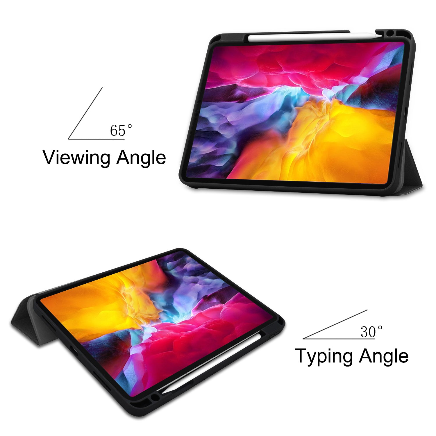 iPad Pro 11" 2018 (1st Gen) Case Tri-Fold Pen Holder (Black)