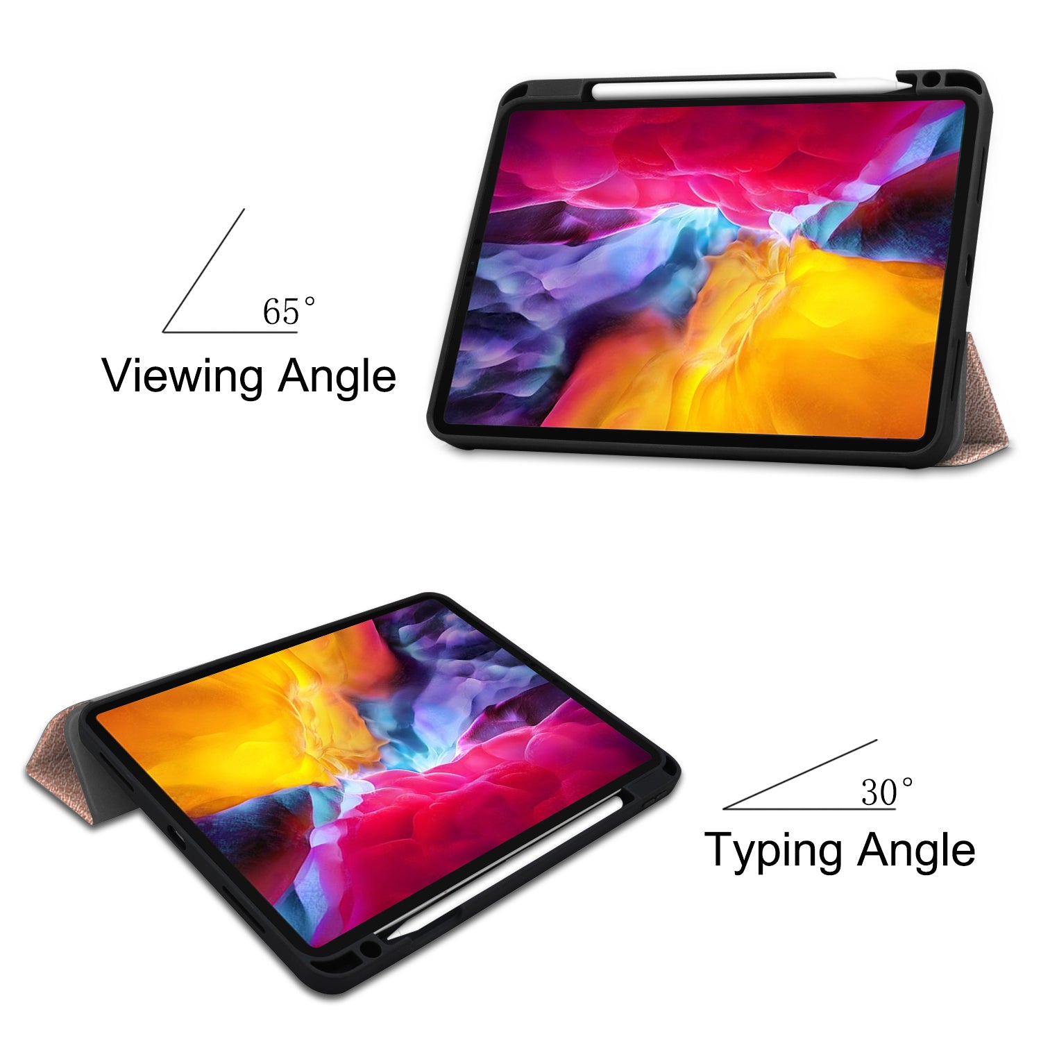 iPad Pro 11" 2018 (1st Gen) Case Tri-Fold Pen Holder (RoseGold)