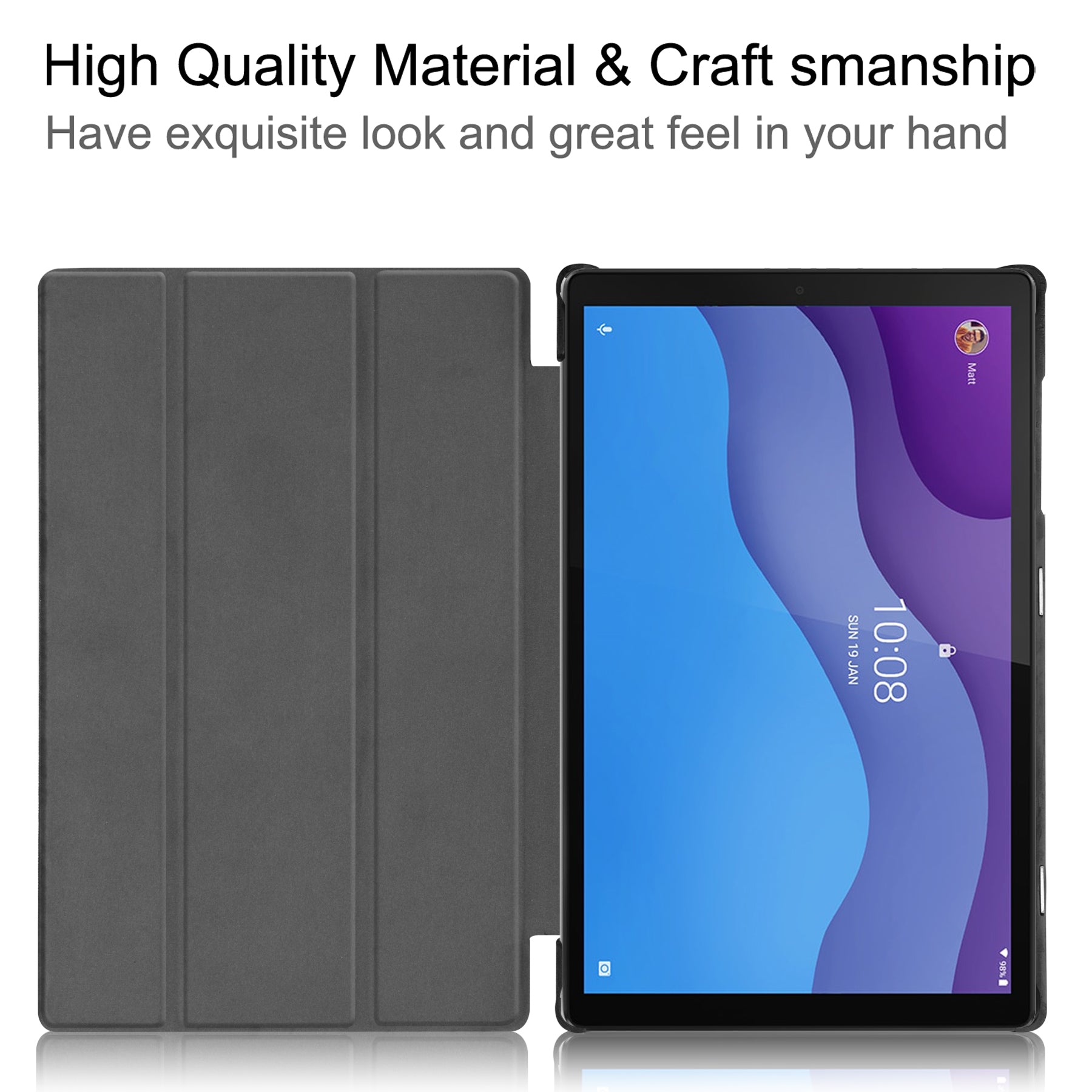Lenovo Tab M10 HD (2nd Gen) TB-X306F Tri-Fold PU Case [Black]