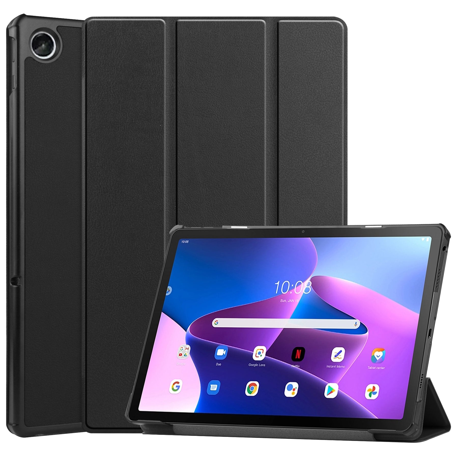 Lenovo Tab M10 Plus (3rd Gen) TB125 Tri-Fold PU Case [Black]