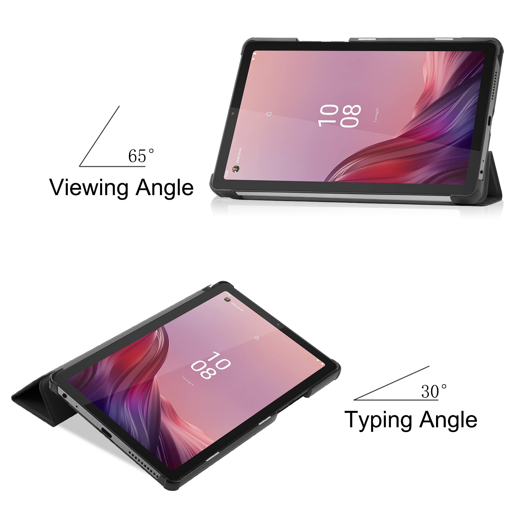 Lenovo Tab M9 TB310 Tri-Fold PU Case [Black]
