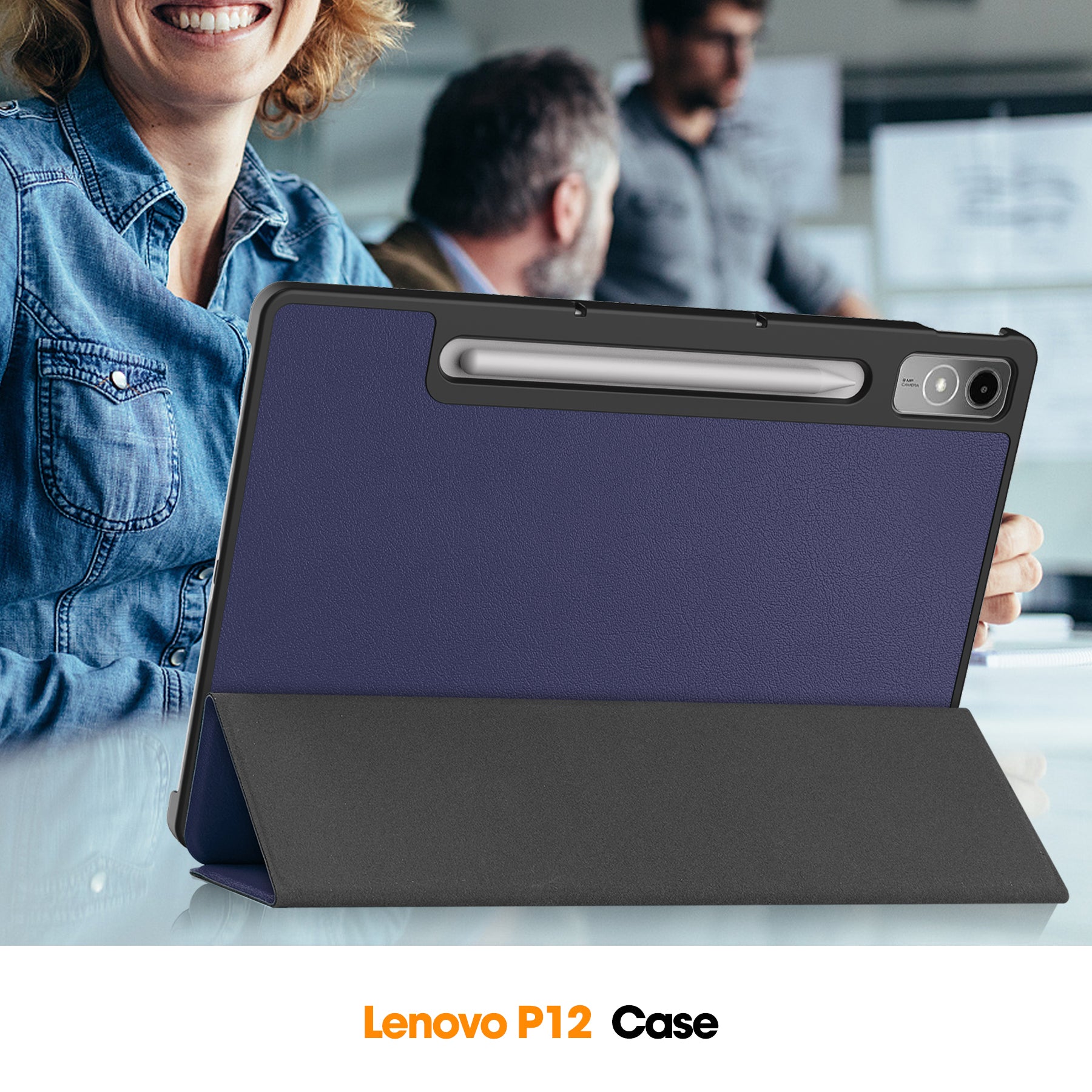 Lenovo Tab P12 TB370 Tri-Fold PU Case [Navy]
