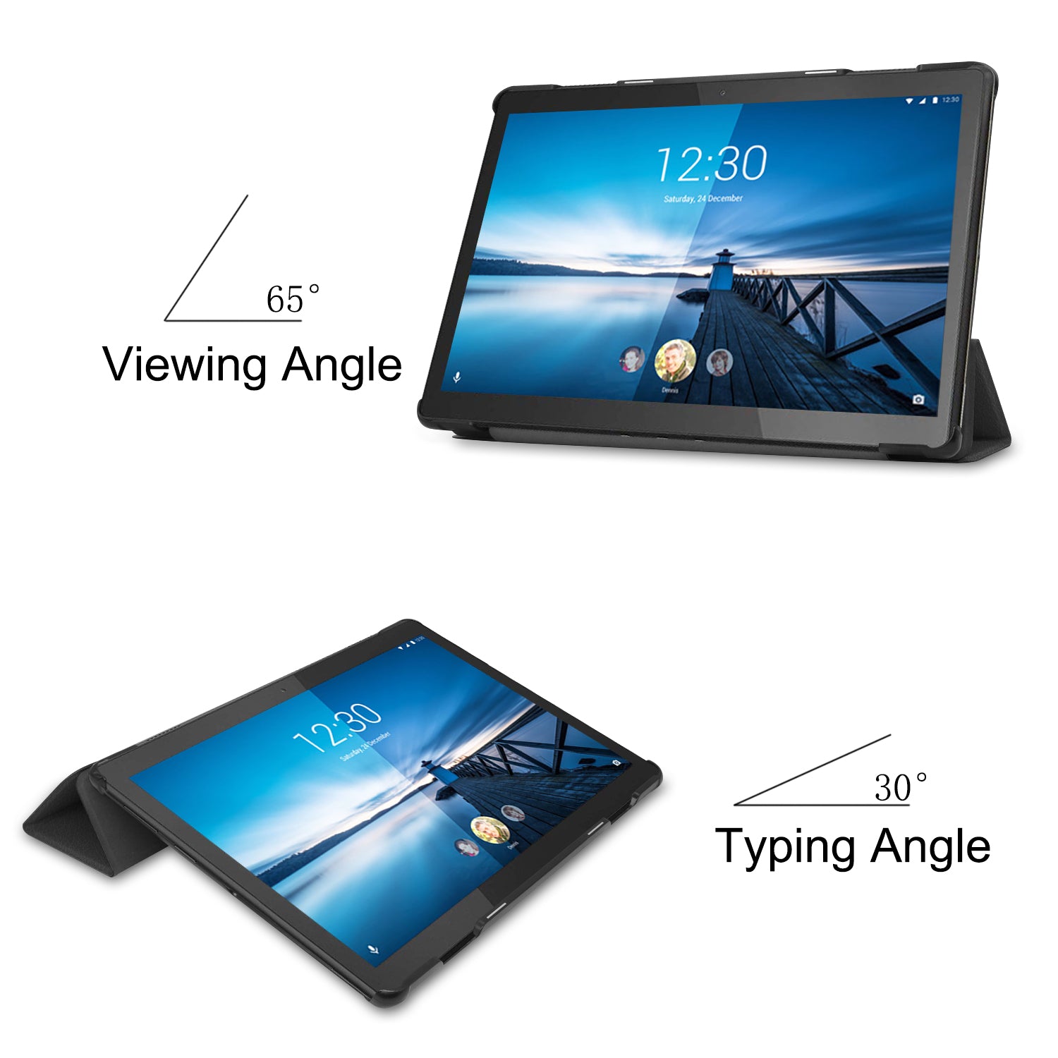 Lenovo Tab M10 FHD Rel TB-X605LC Tri-Fold PU Case [Black]