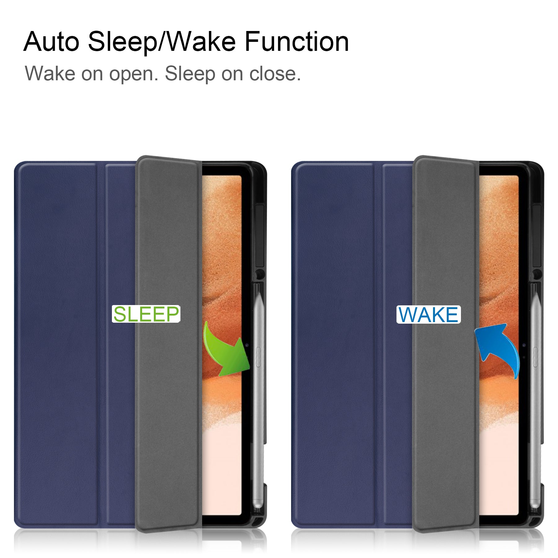 Samsung Tab S8+ Case Tri-Fold Pen Holder (Navy)