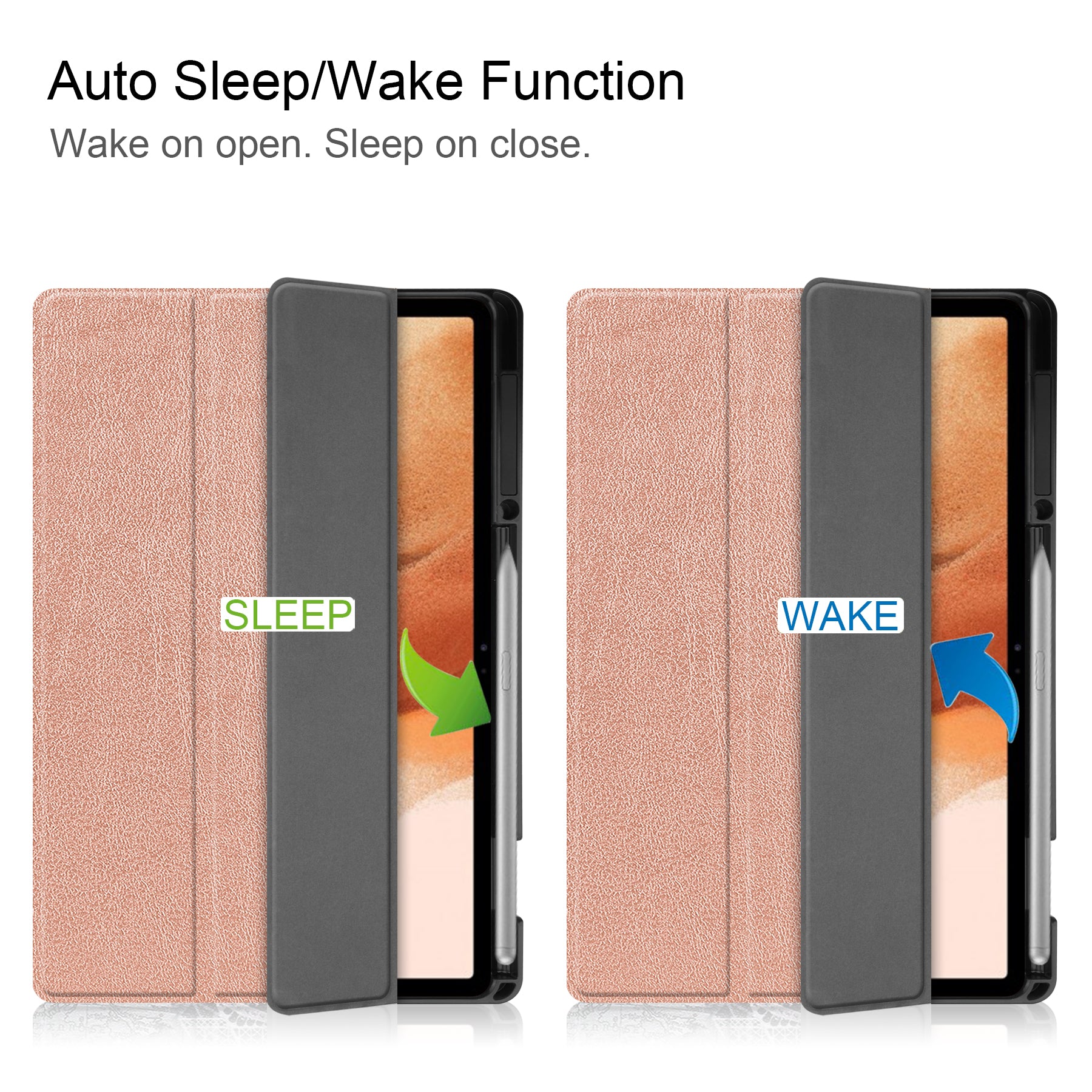 Samsung Tab S8+ Case Tri-Fold Pen Holder (RoseGold)