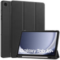 Samsung Galaxy Tab A9 Plus A9+ Tri-fold PU Leather Stand Case with Pen Holder Black - Black