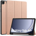 Samsung Galaxy Tab A9 Plus A9+ Tri-fold PU Leather Stand Case with Pen Holder RoseGold - RoseGold