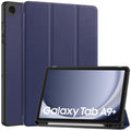Samsung Galaxy Tab A9 Plus A9+ Tri-fold PU Leather Stand Case with Pen Holder Navy - Navy