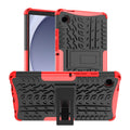 Samsung Galaxy Tab A11 A9 Heavy Duty Kickstand Rugged Case Red - Red